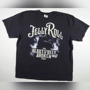 Jelly Roll The Beautifully Broken 2024 Tour Shirt Mens XL Black Comfort Colors